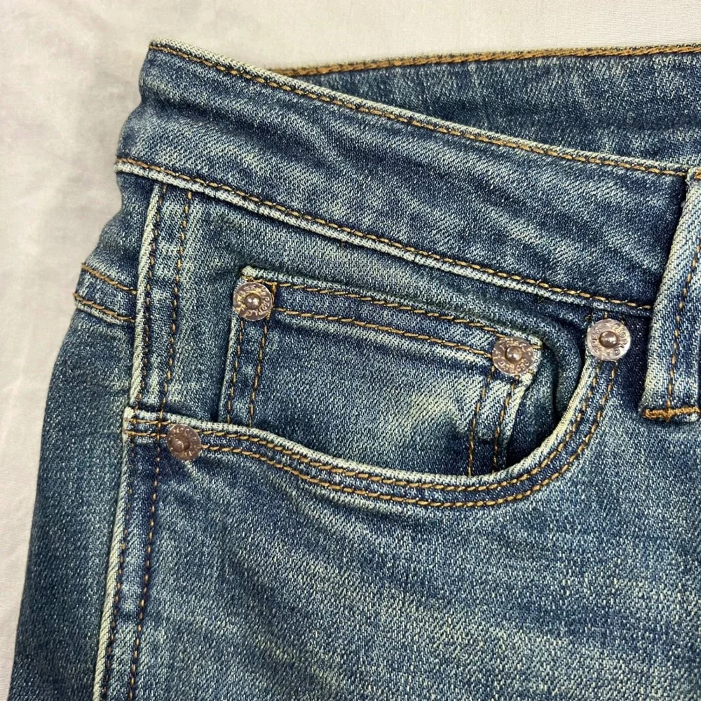 FREE PEOPLE Jeans Button Fly High Rise Straight Leg‎ Womens Size 30x28 Blue Wash